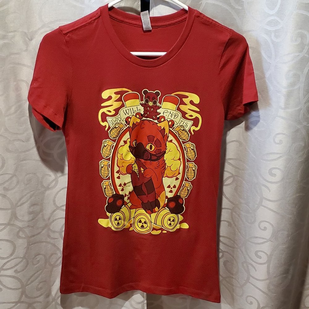 WAR WILL END US Graphic Kitten T-Shirt Medium